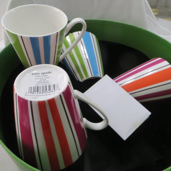 Kate Spade Collins Stripe Mugs Set of 4 - Picture 6 of 8